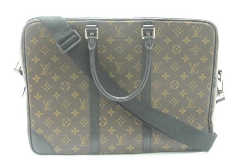 LOUIS VUITTON Port Documents Voyage Business Bag Monogram Macassar Brown